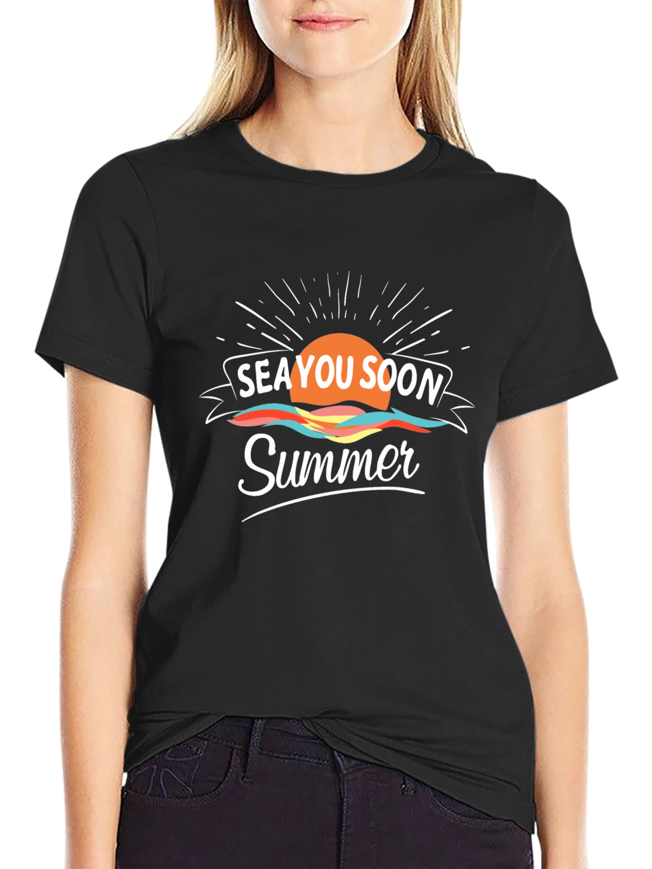 Sea You Soon Summer Black T-Shirt