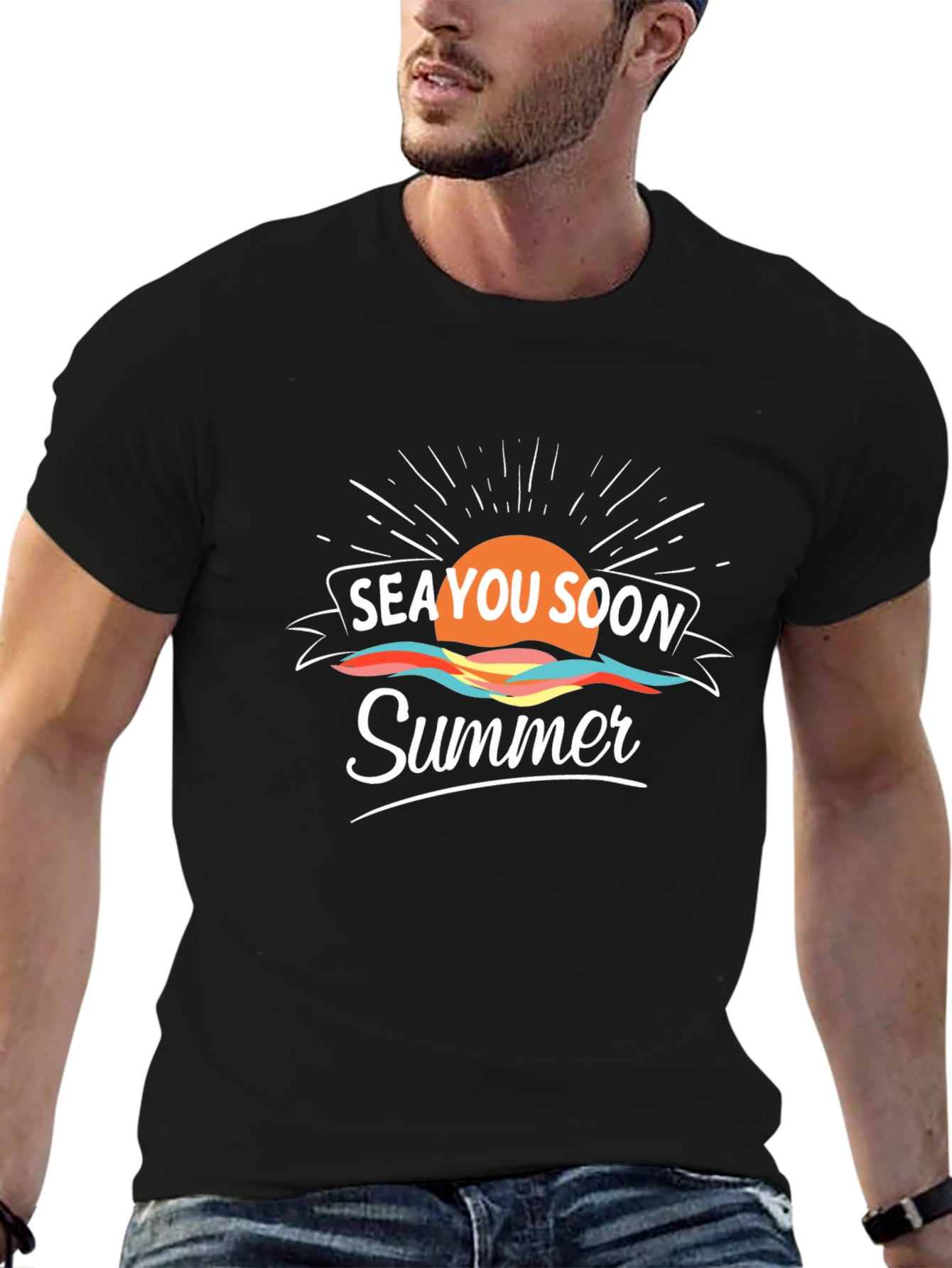 Sea You Soon Summer Black T-Shirt