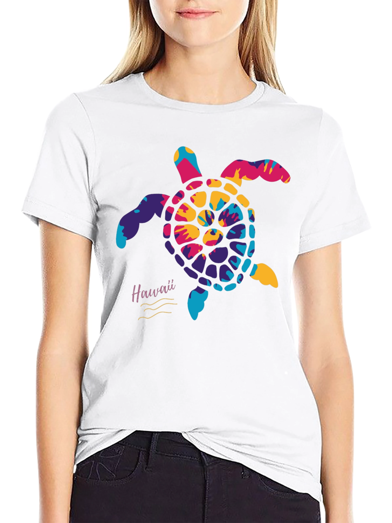 Hawaii Tie Dye Turtle Graphic Mens T-Shirt