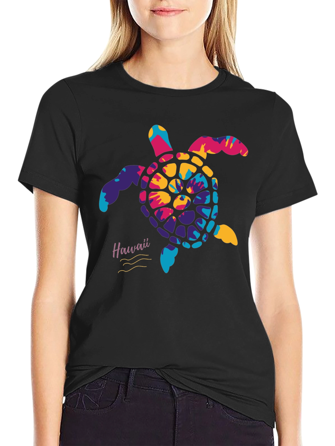 Hawaii Tie Dye Turtle Graphic Mens T-Shirt