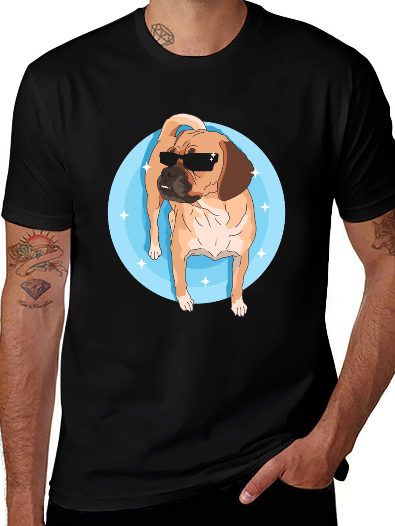 Cool Pug T-Shirt - Black Graphic Tee