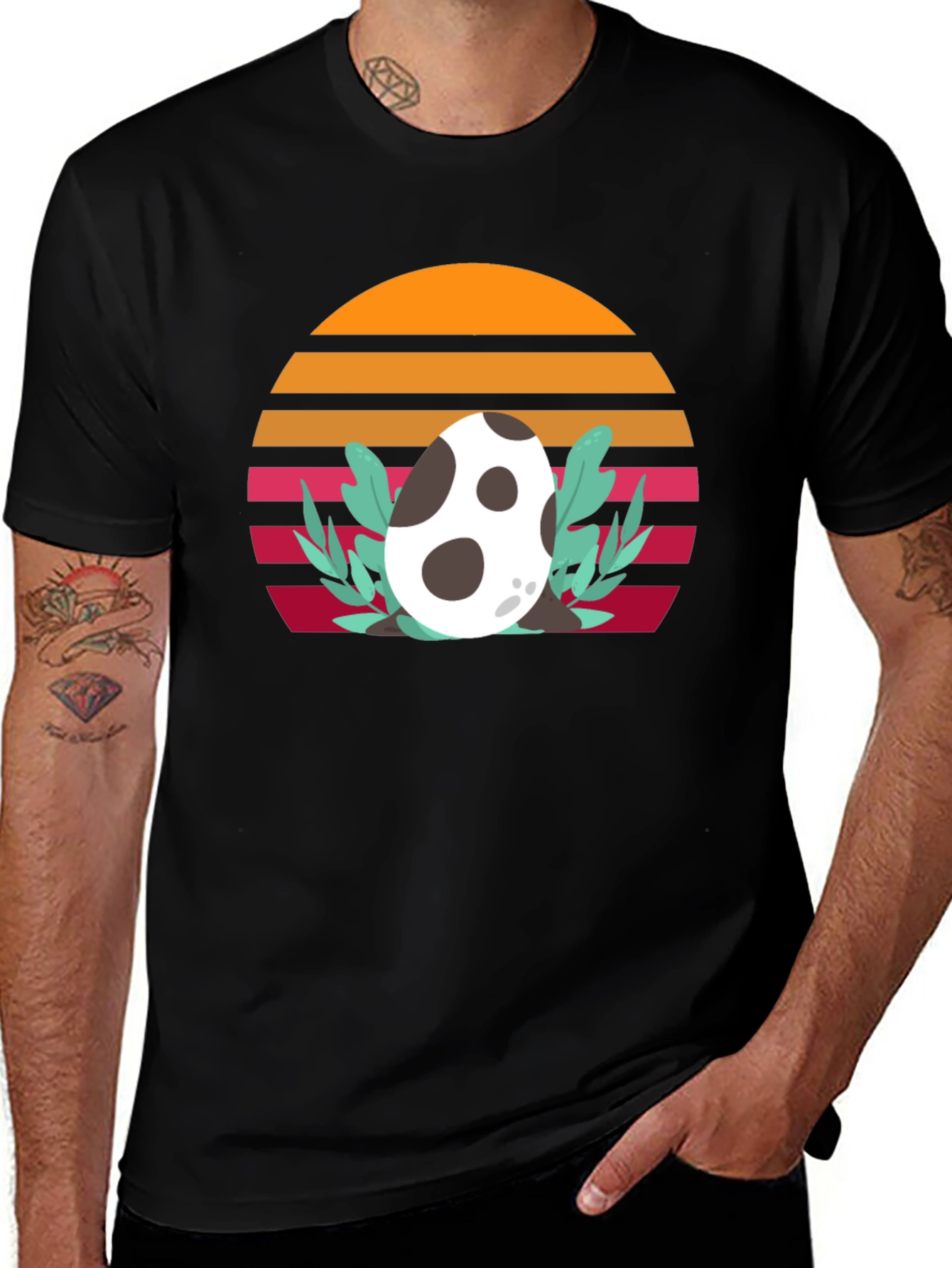 Retro Dinosaur Egg T-Shirt - Unique Sunset Design
