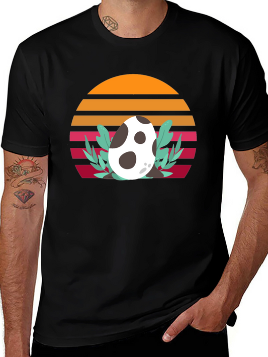 Retro Dinosaur Egg T-Shirt - Unique Sunset Design