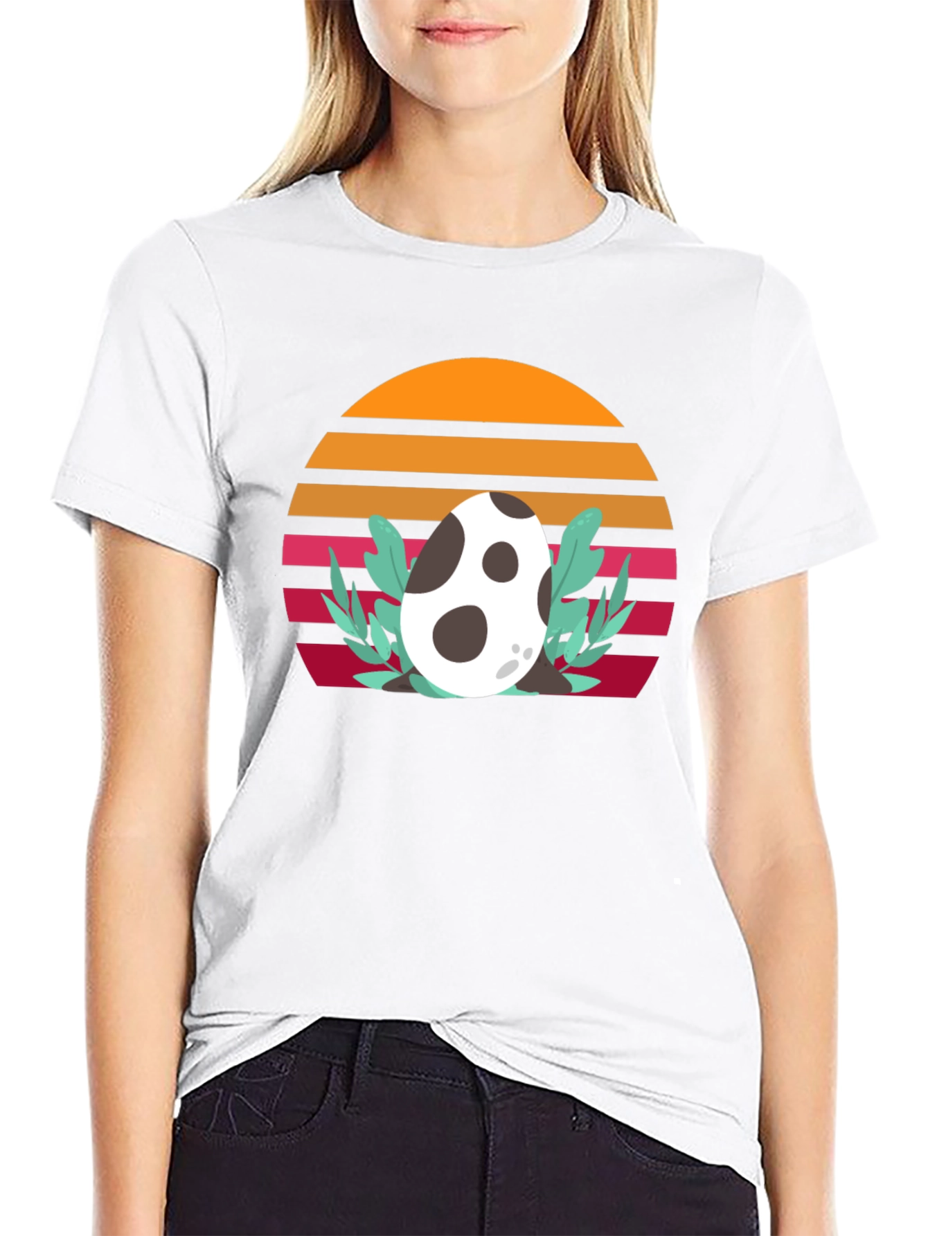 Retro Dinosaur Egg T-Shirt - Unique Sunset Design
