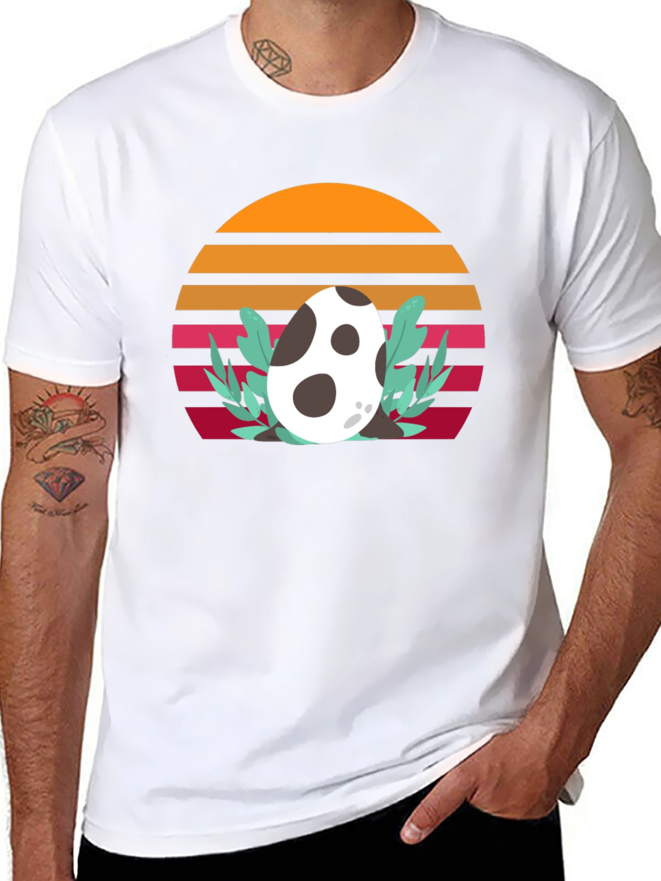 Retro Dinosaur Egg T-Shirt - Unique Sunset Design