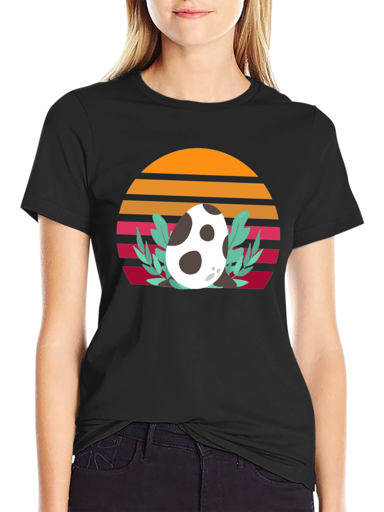 Retro Dinosaur Egg T-Shirt - Unique Sunset Design