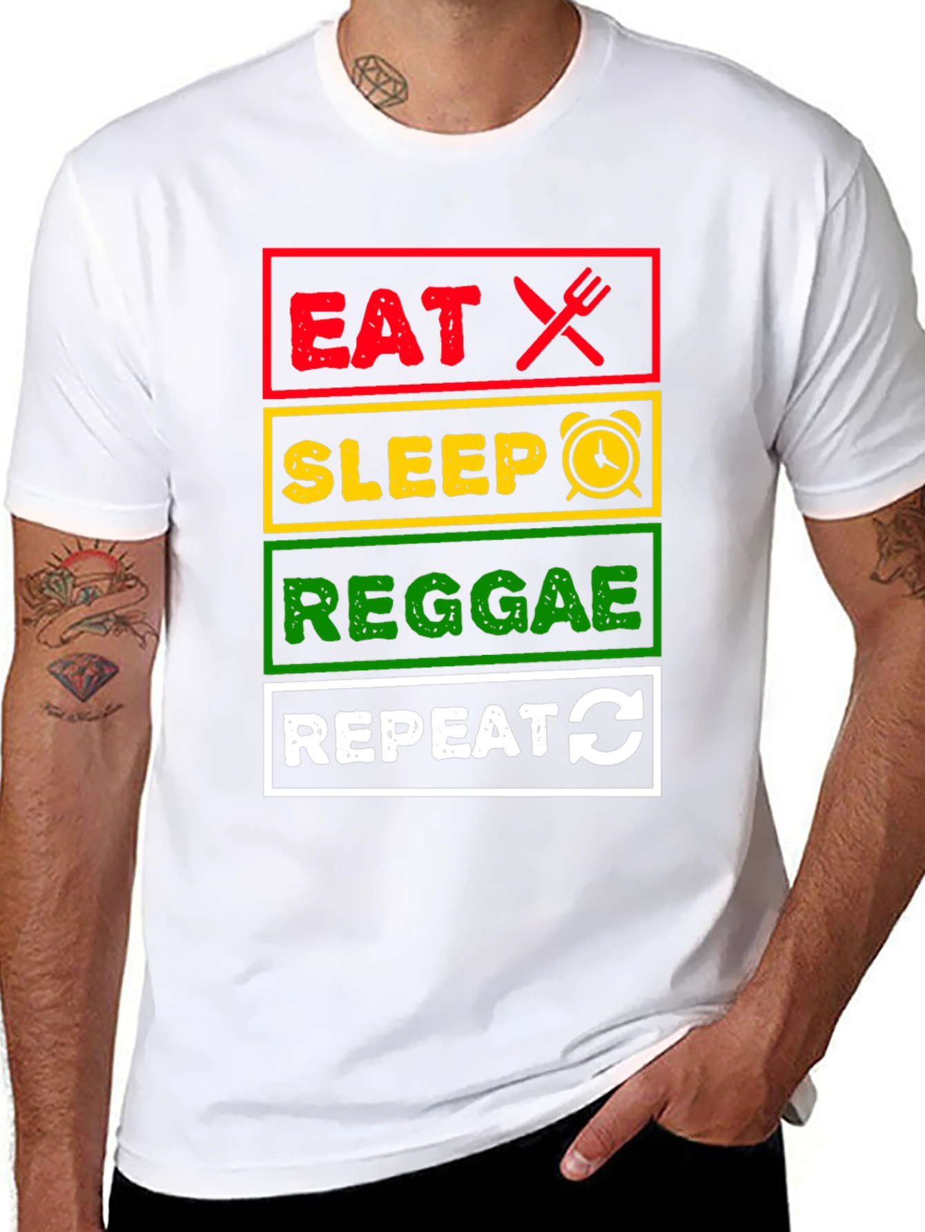 Eat Sleep Reggae Repeat Black T-Shirt
