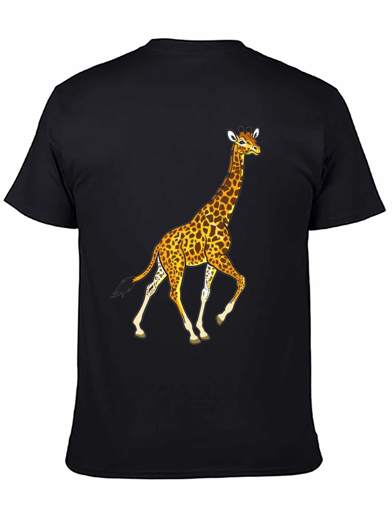 Giraffe Graphic Tee - Black Cotton Casual Wear