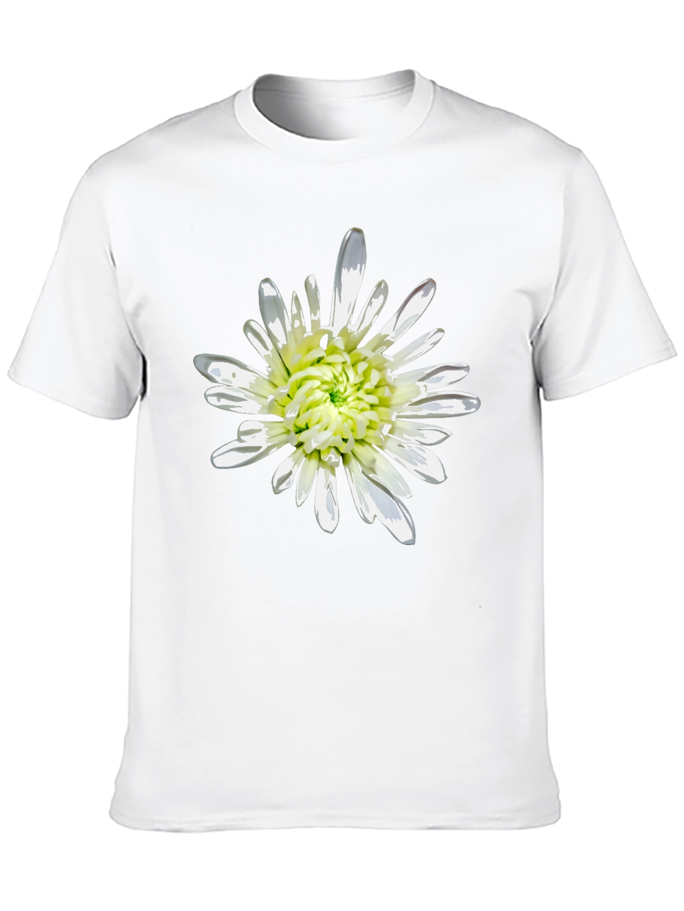 Black T-Shirt with White Flower Print
