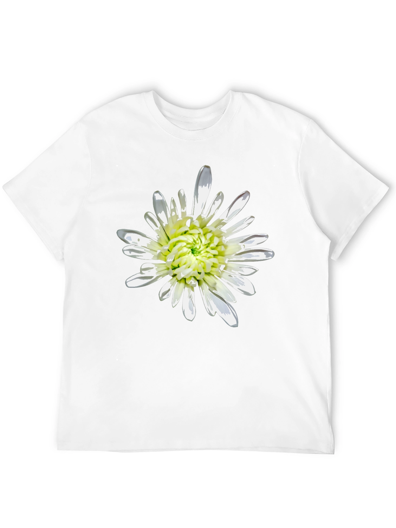 Black T-Shirt with White Flower Print