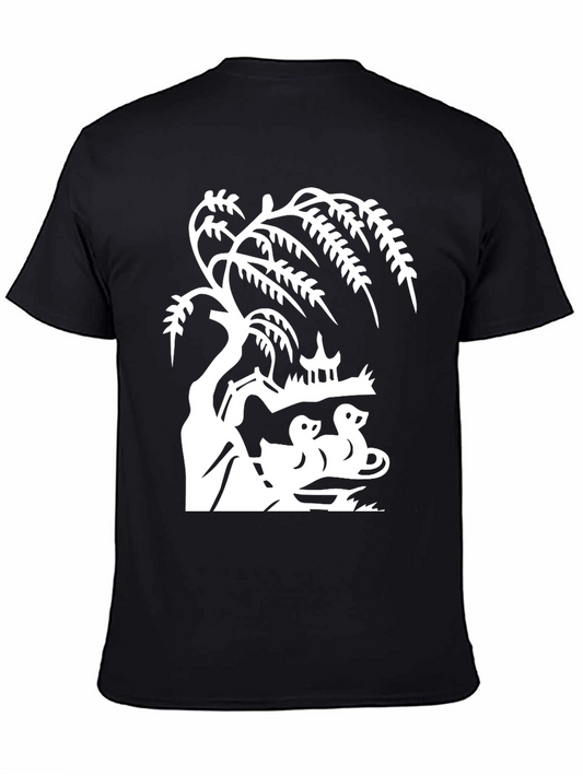 Willow Tree and Duck Pond Black T-Shirt