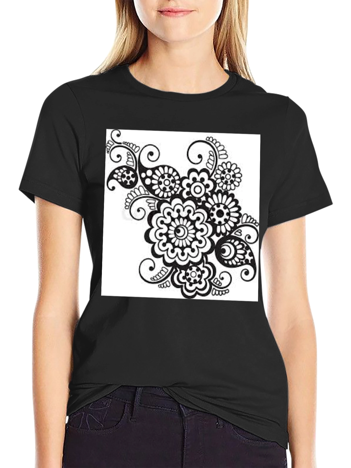 Black Floral Print Tee - Stylish Casual Wear