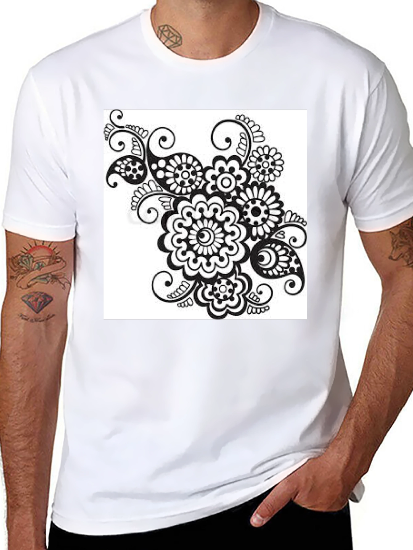 Black Floral Print Tee - Stylish Casual Wear