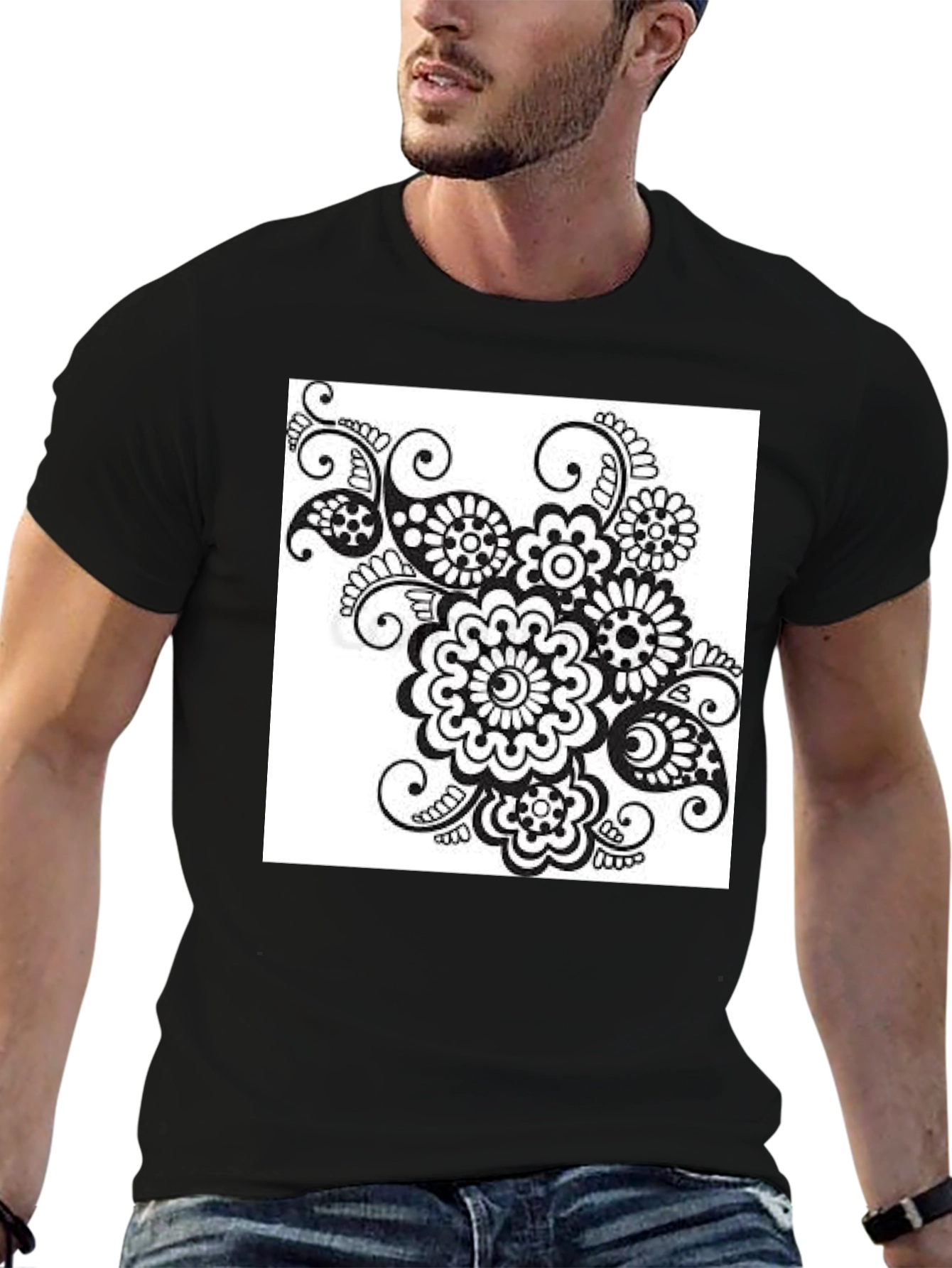 Black Floral Print Tee - Stylish Casual Wear