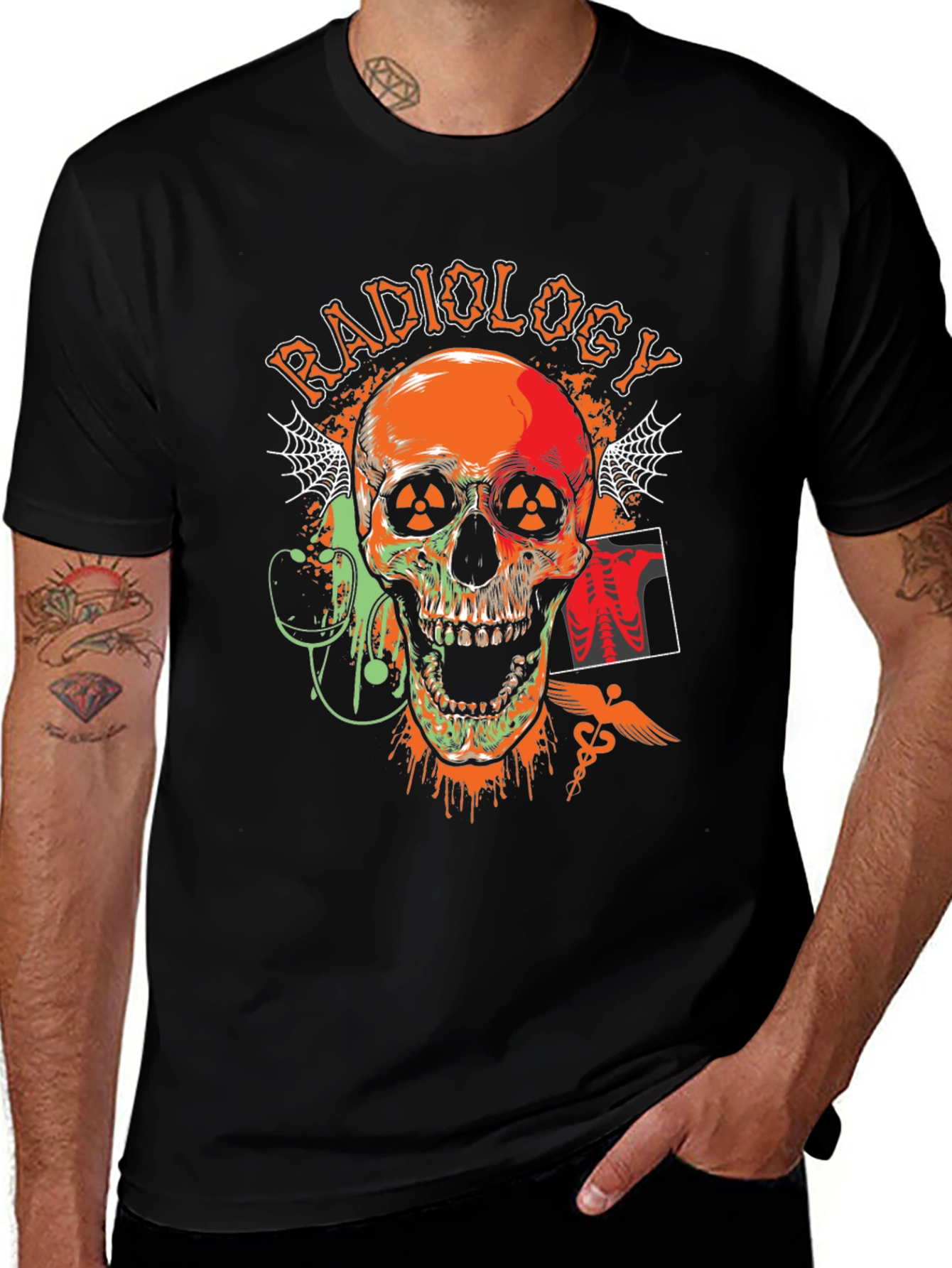 Radiology Skull Graphic T-Shirt - Black