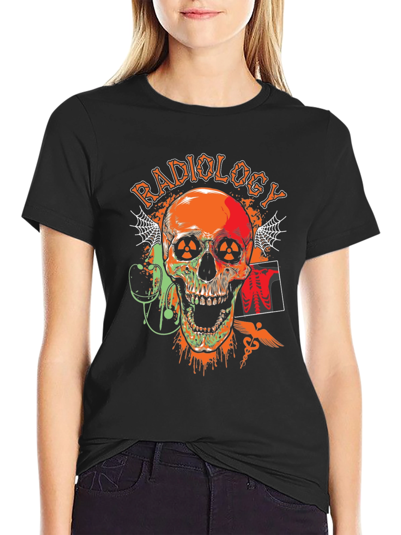 Radiology Skull Graphic T-Shirt - Black