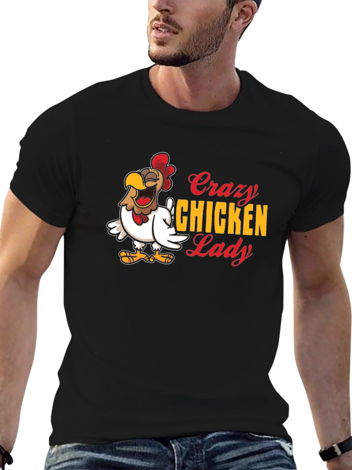 Crazy Chicken Lady Graphic Tee - Black
