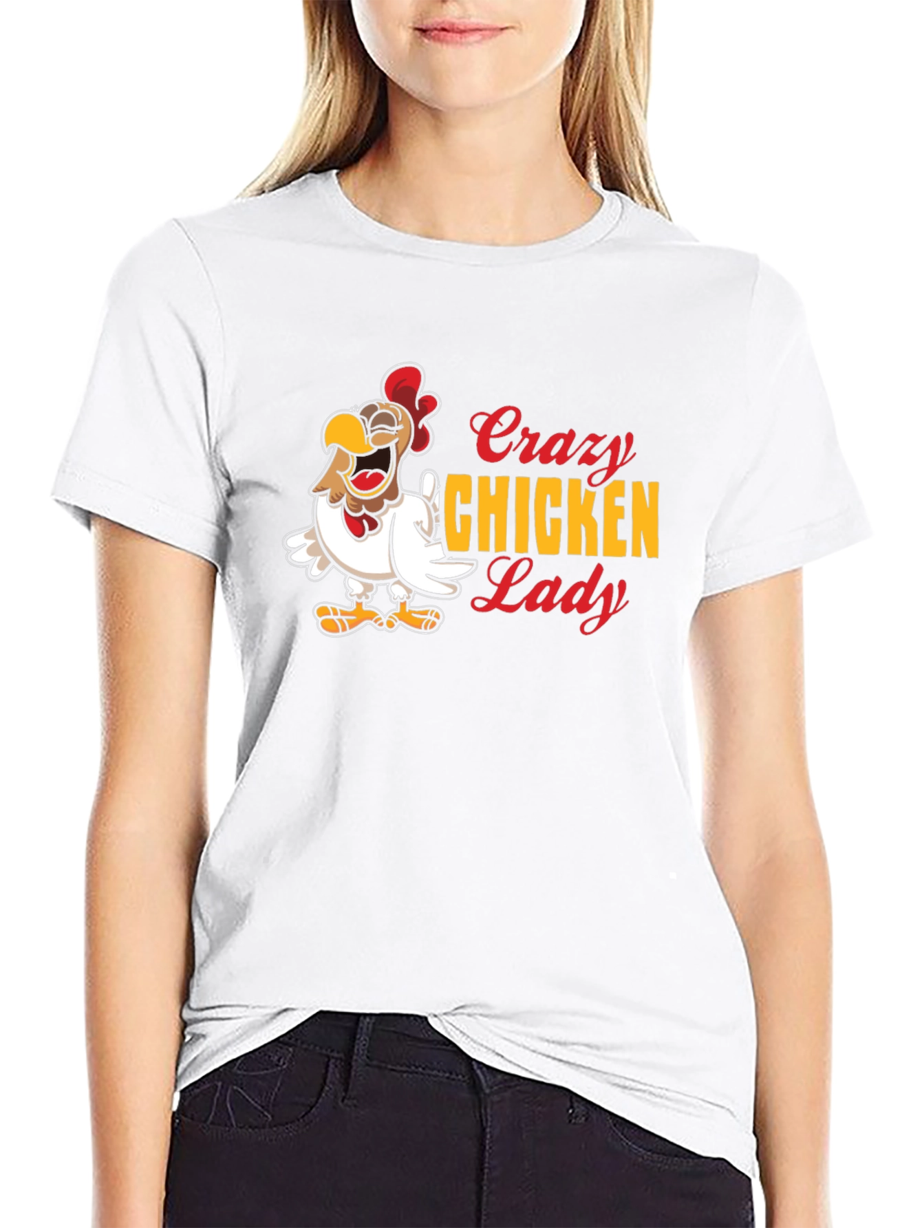 Crazy Chicken Lady Graphic Tee - Black