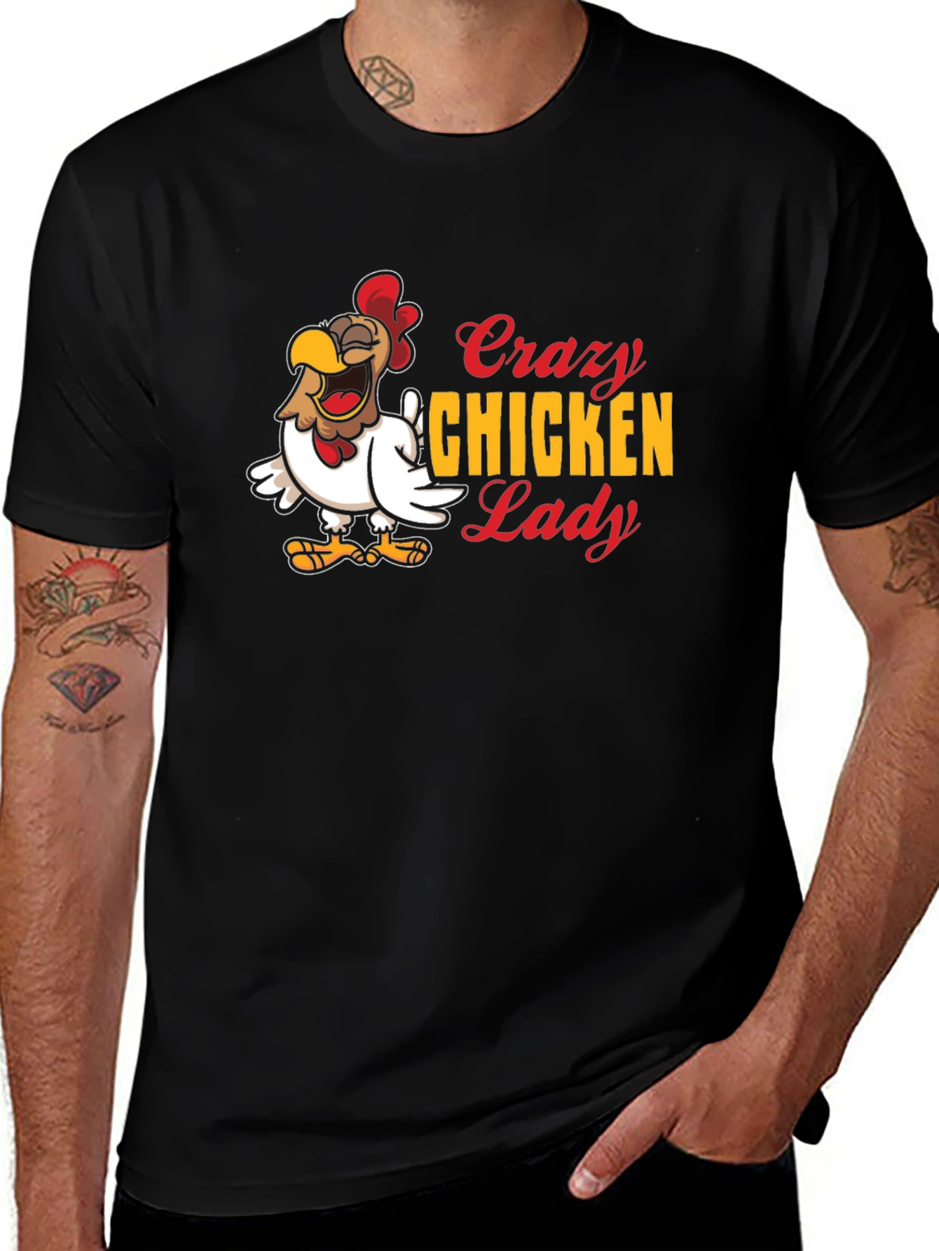 Crazy Chicken Lady Graphic Tee - Black