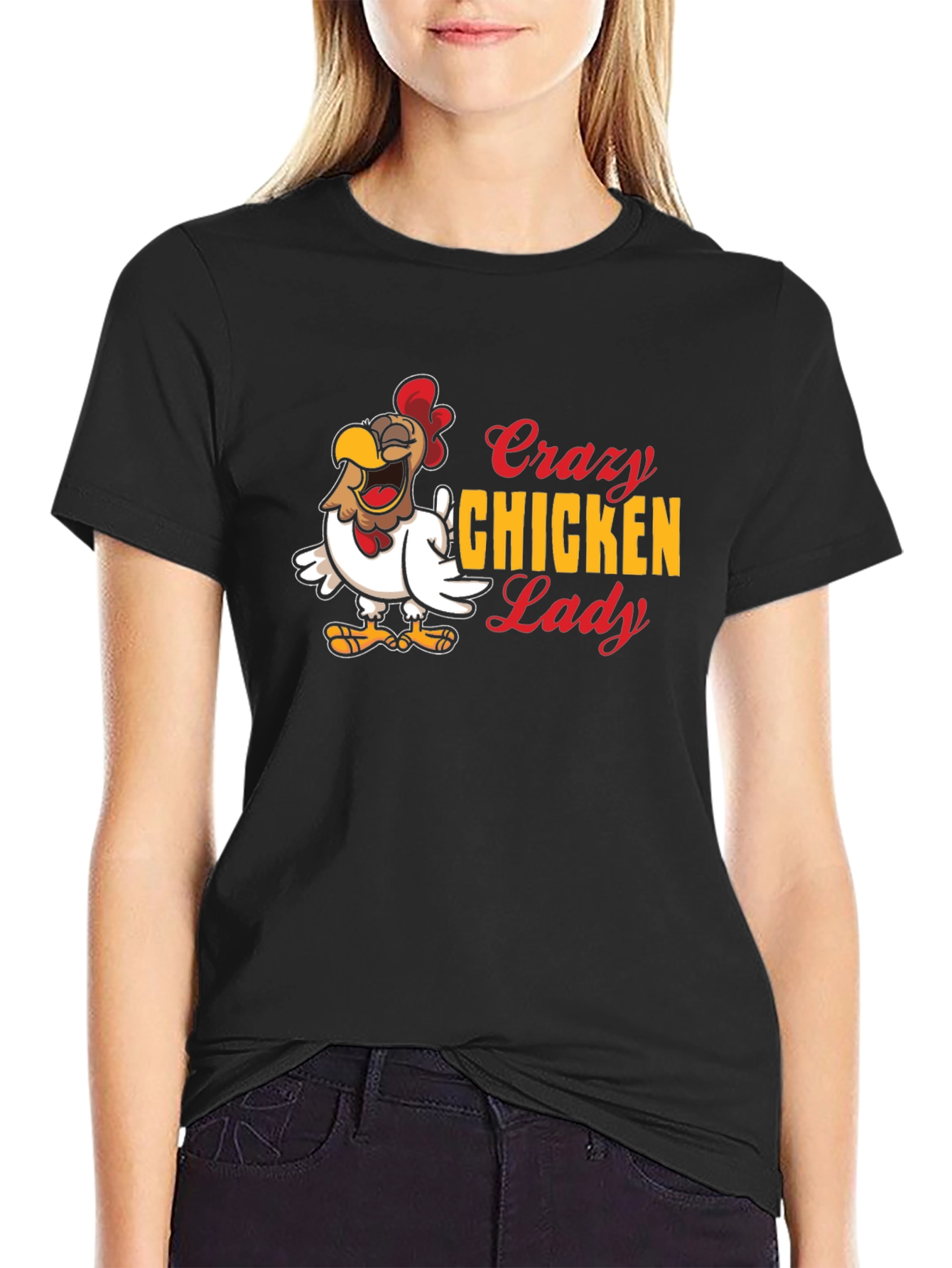 Crazy Chicken Lady Graphic Tee - Black