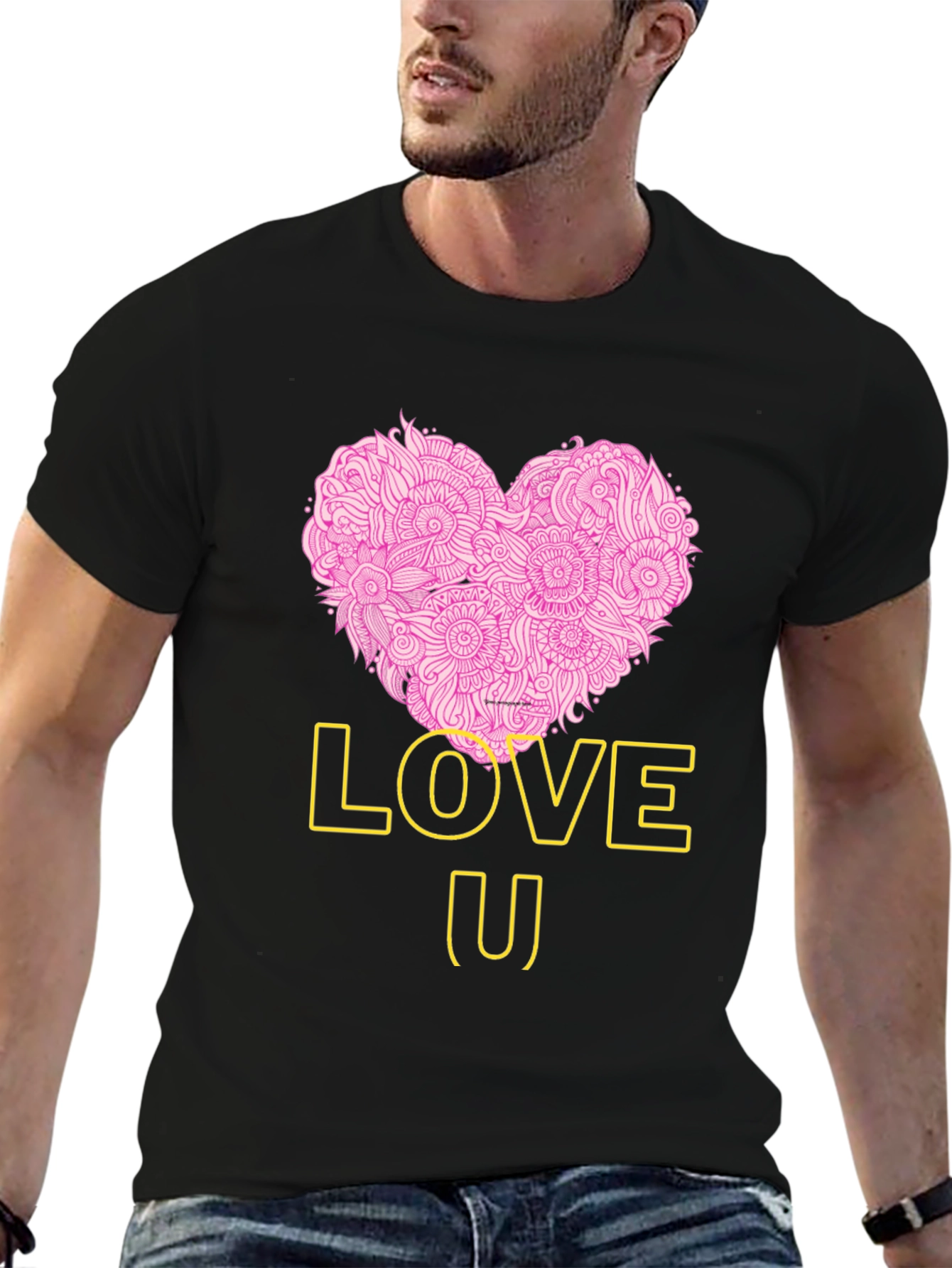 Love U Heart Graphic Tee - Trendy Black T-Shirt