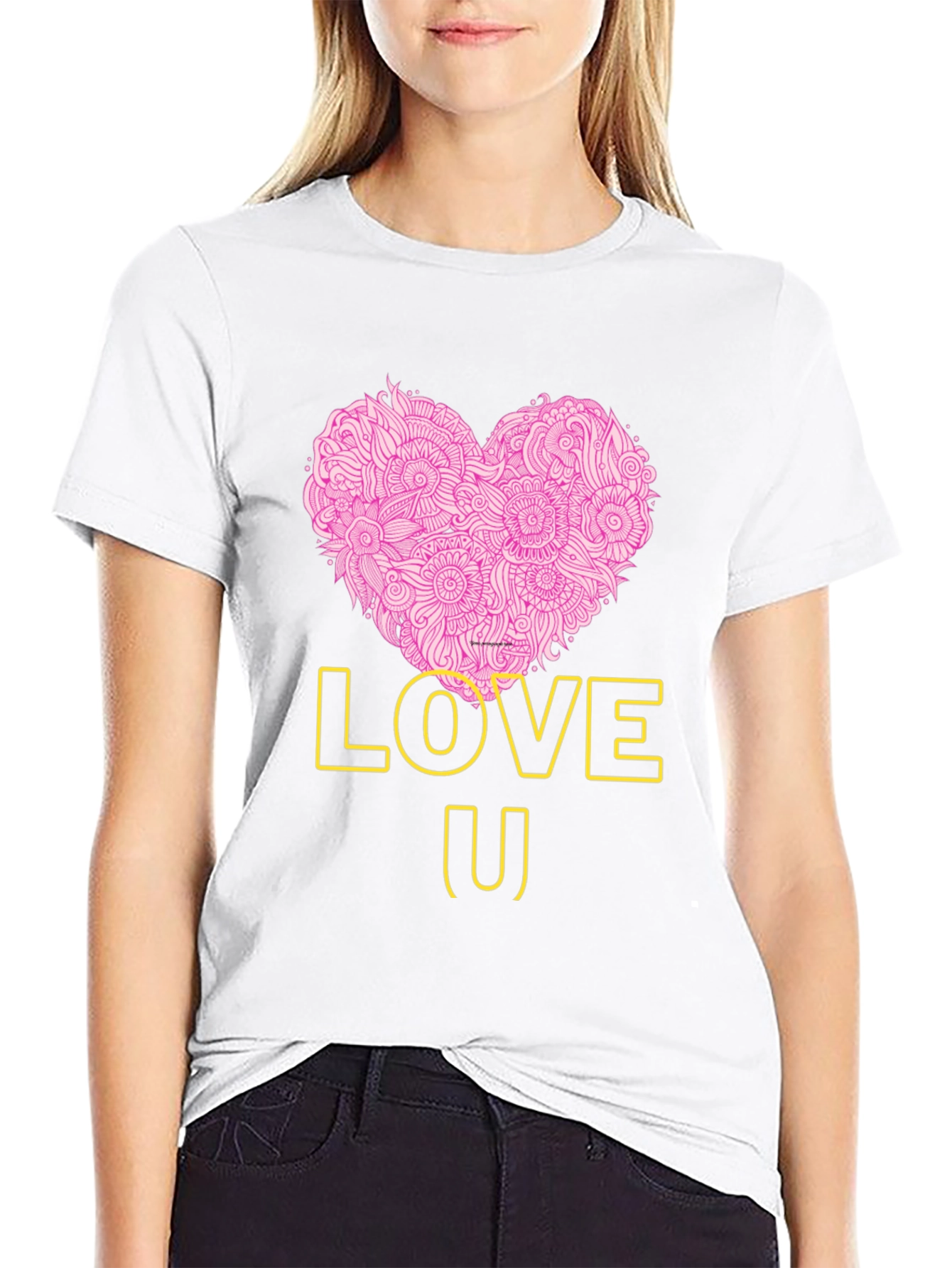 Love U Heart Graphic Tee - Trendy Black T-Shirt