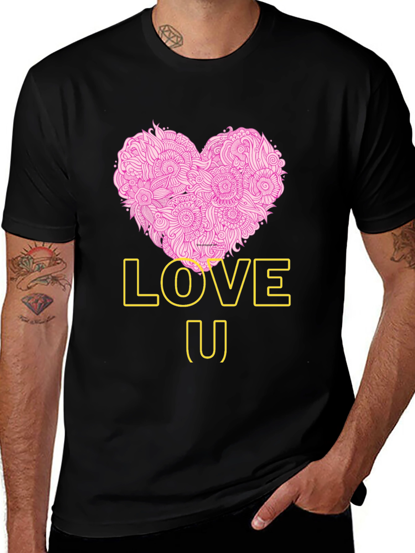 Love U Heart Graphic Tee - Trendy Black T-Shirt