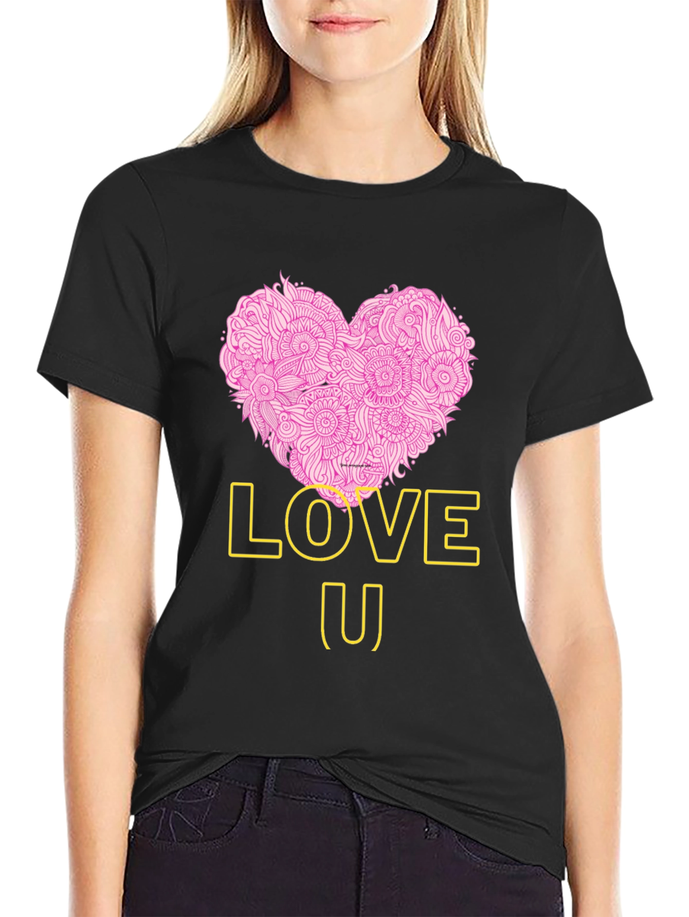 Love U Heart Graphic Tee - Trendy Black T-Shirt