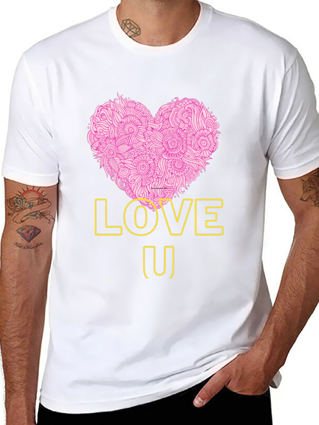 Love U Heart Graphic Tee - Trendy Black T-Shirt