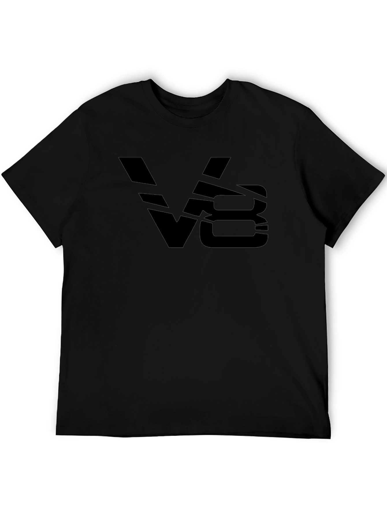 Mens Black V8 Graphic T-Shirt - Bold Style