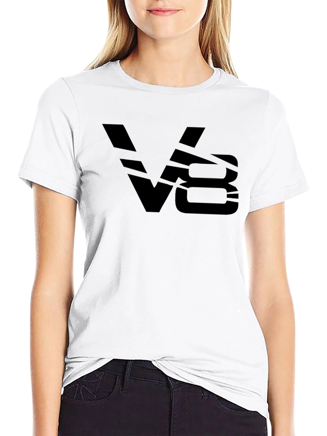 Mens Black V8 Graphic T-Shirt - Bold Style