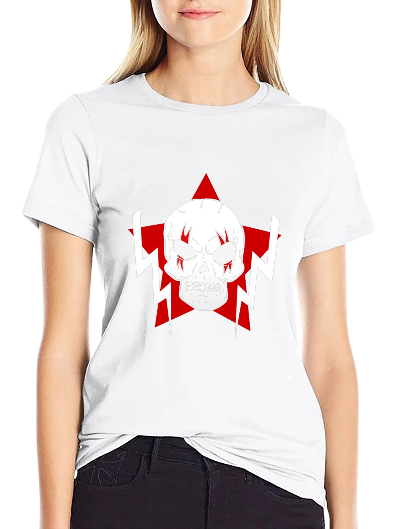 Skull Star Graphic T-Shirt - Black