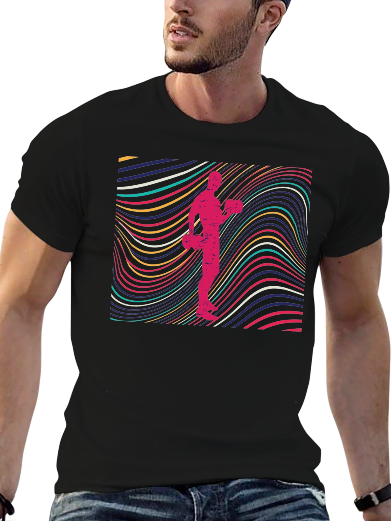 Retro Fitness T-Shirt - Black Graphic Tee