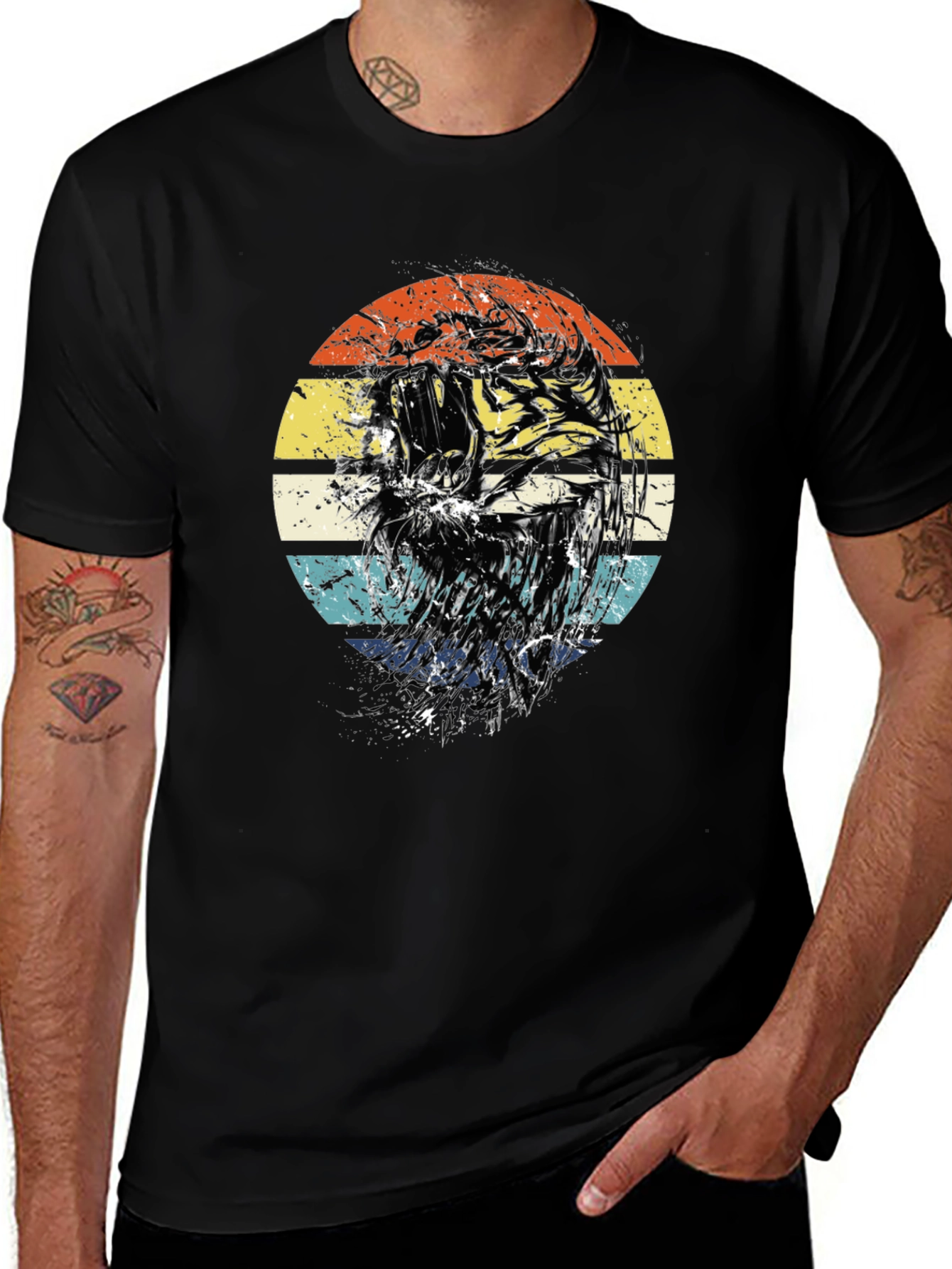 Retro Tiger Graphic Tee - Black