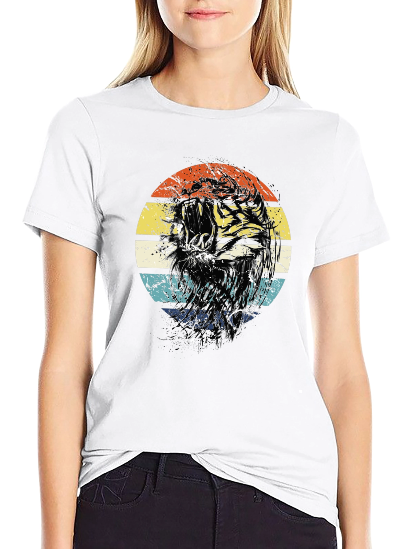 Retro Tiger Graphic Tee - Black