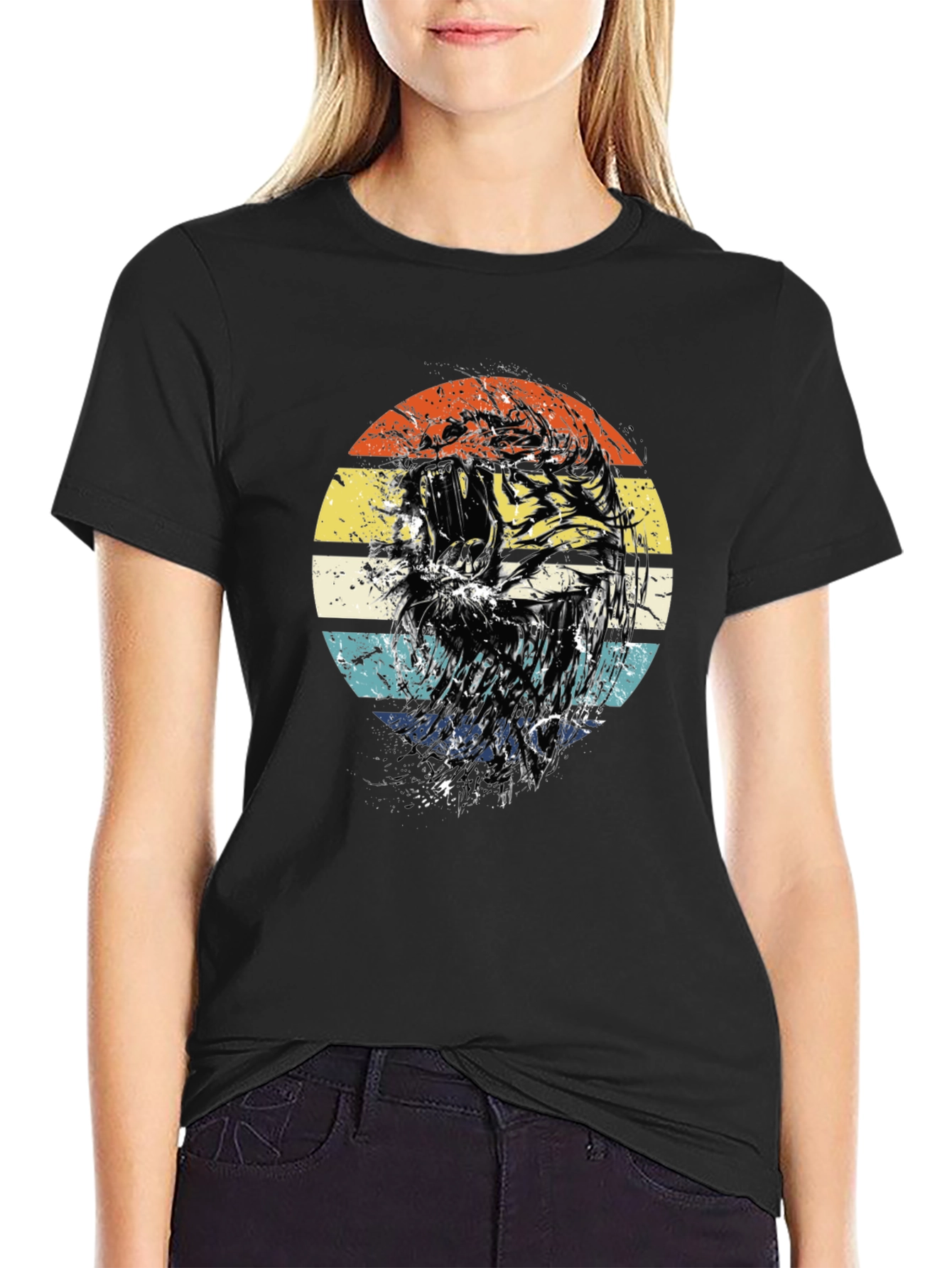 Retro Tiger Graphic Tee - Black