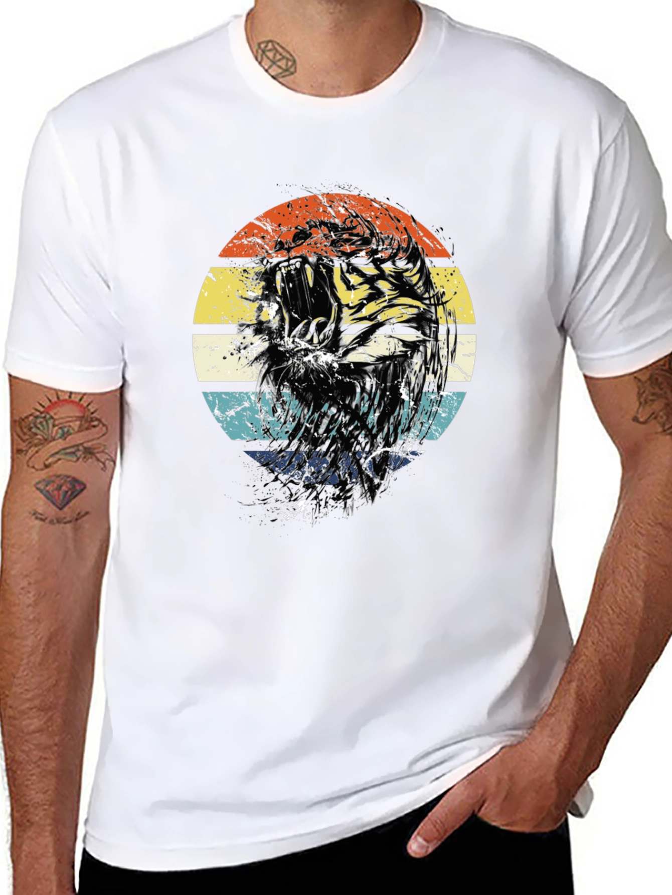 Retro Tiger Graphic Tee - Black