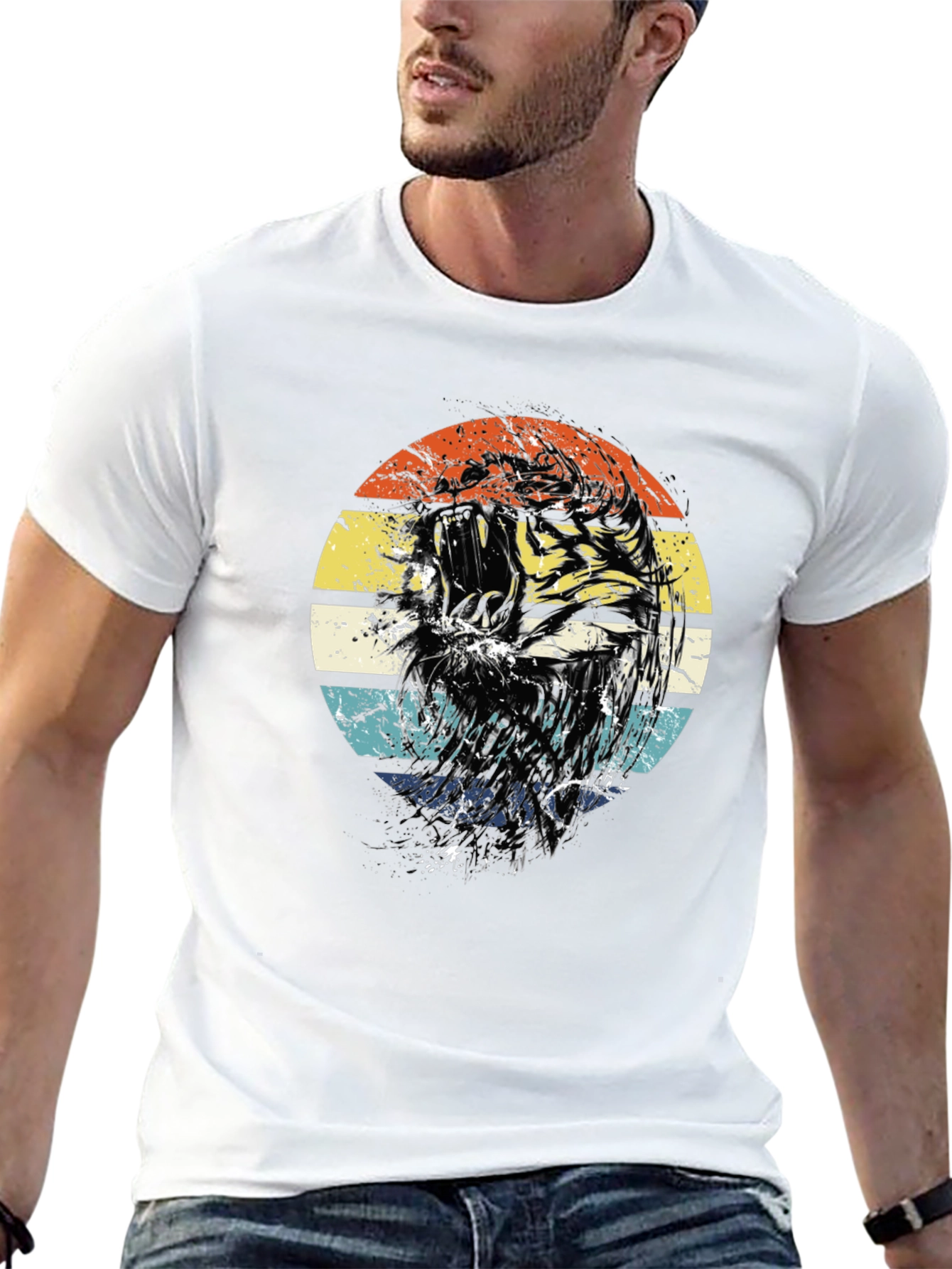 Retro Tiger Graphic Tee - Black