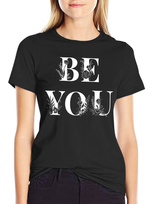 Be You Floral Graphic Tee - Soft Black T-Shirt