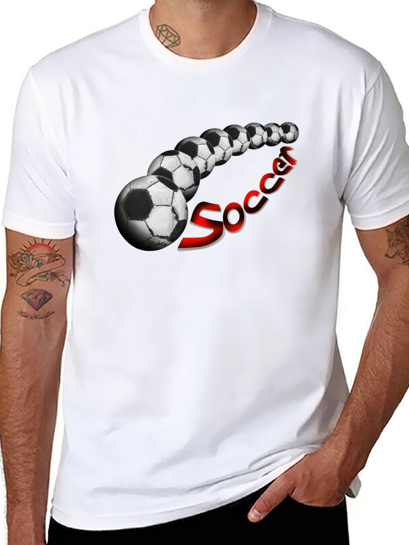 Soccer Balls Graphic Black T-Shirt