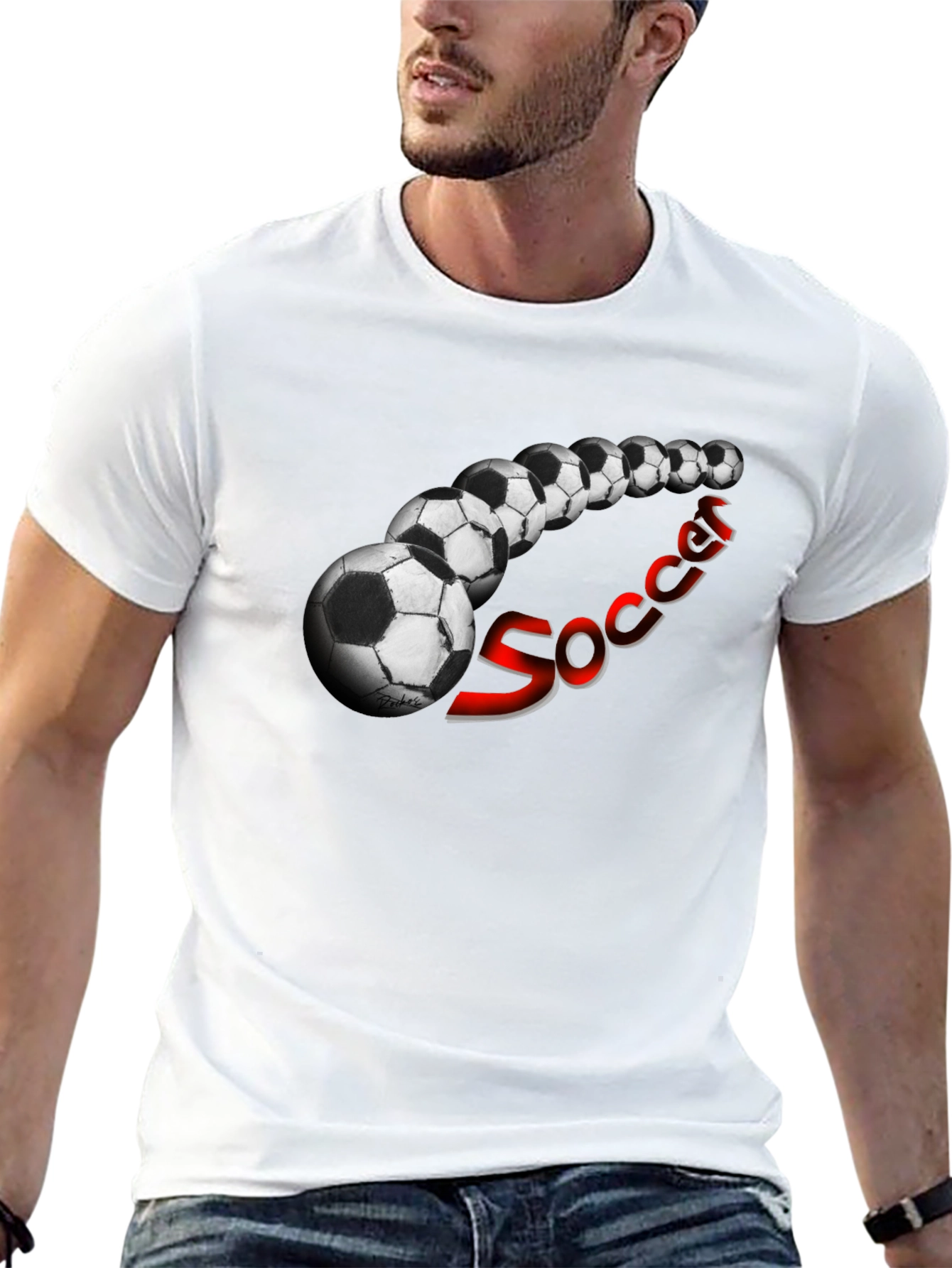 Soccer Balls Graphic Black T-Shirt