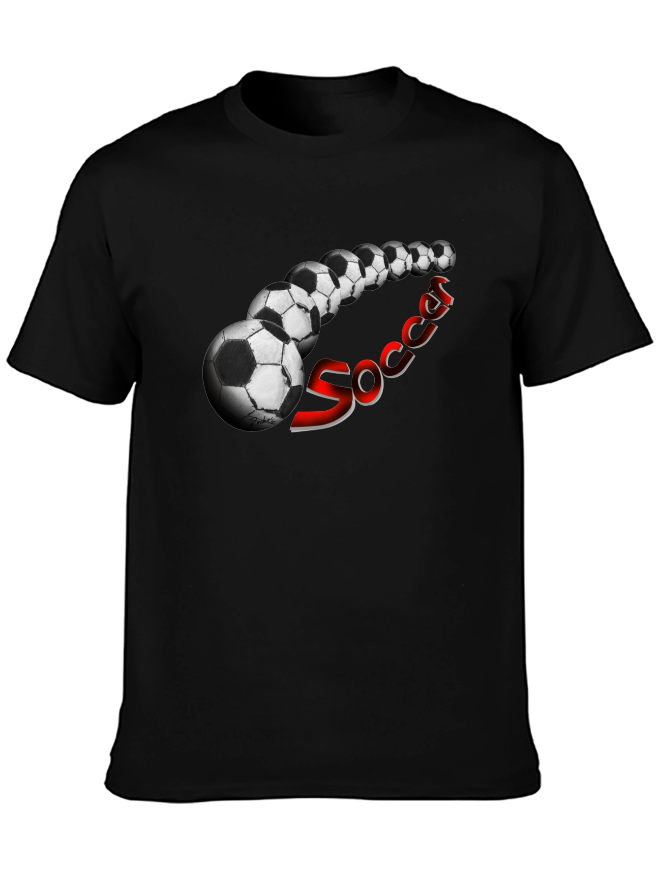 Soccer Balls Graphic Black T-Shirt