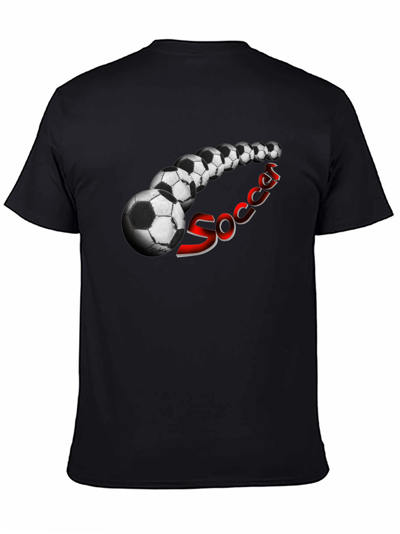 Soccer Balls Graphic Black T-Shirt
