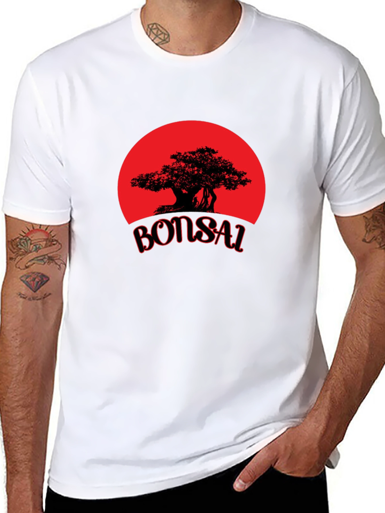 Bonsai Tree Graphic Tee - Stylish Black T-Shirt