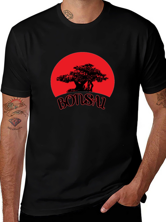 Bonsai Tree Graphic Tee - Stylish Black T-Shirt