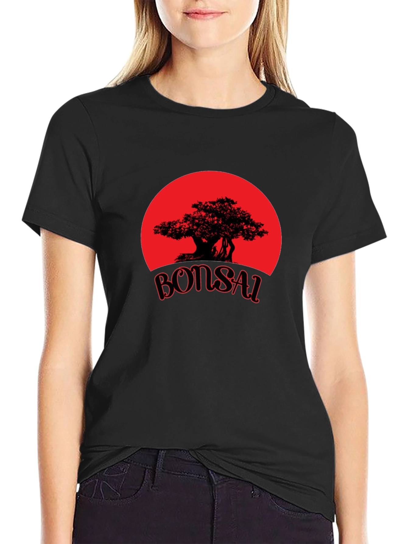 Bonsai Tree Graphic Tee - Stylish Black T-Shirt