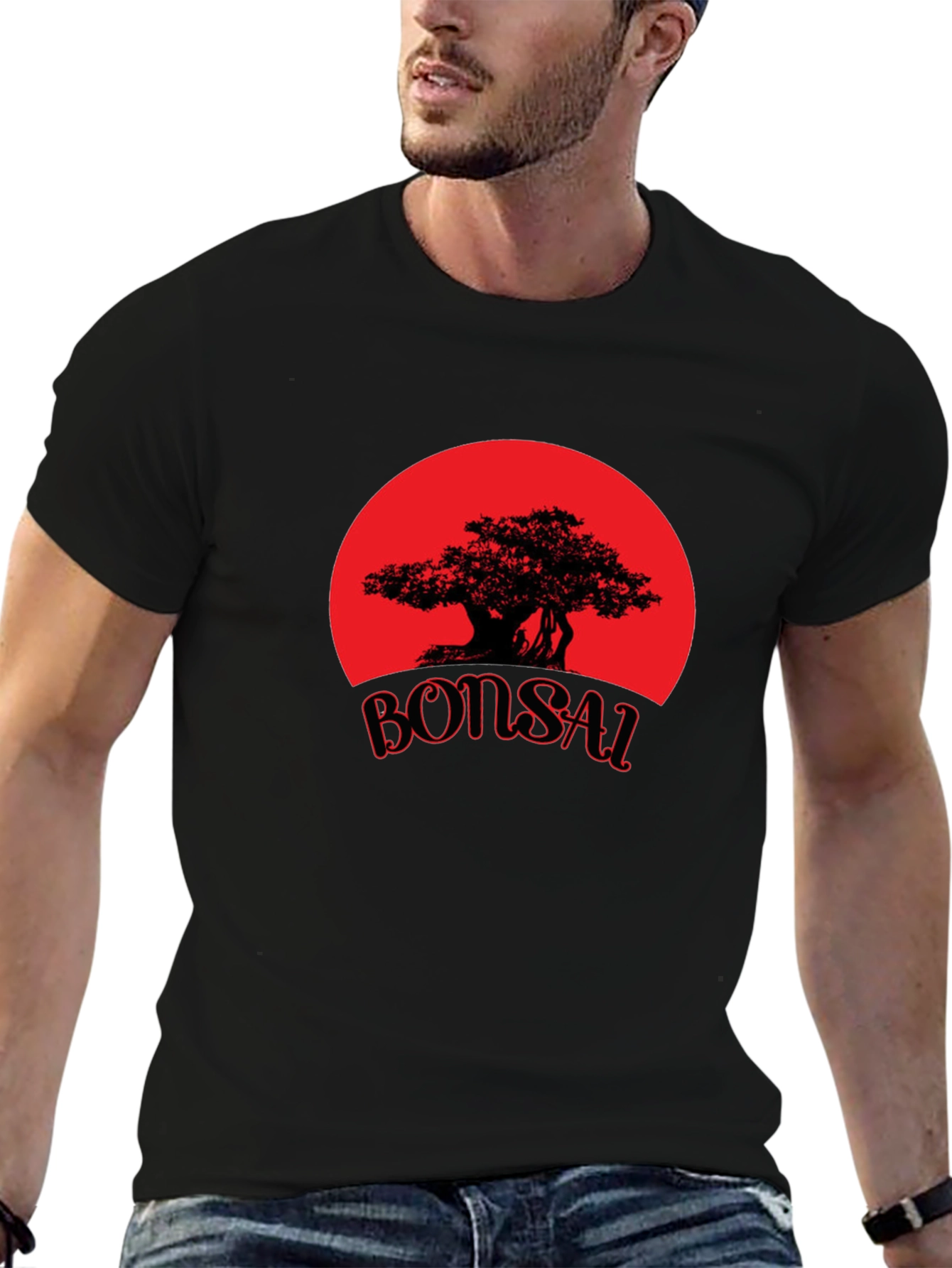 Bonsai Tree Graphic Tee - Stylish Black T-Shirt