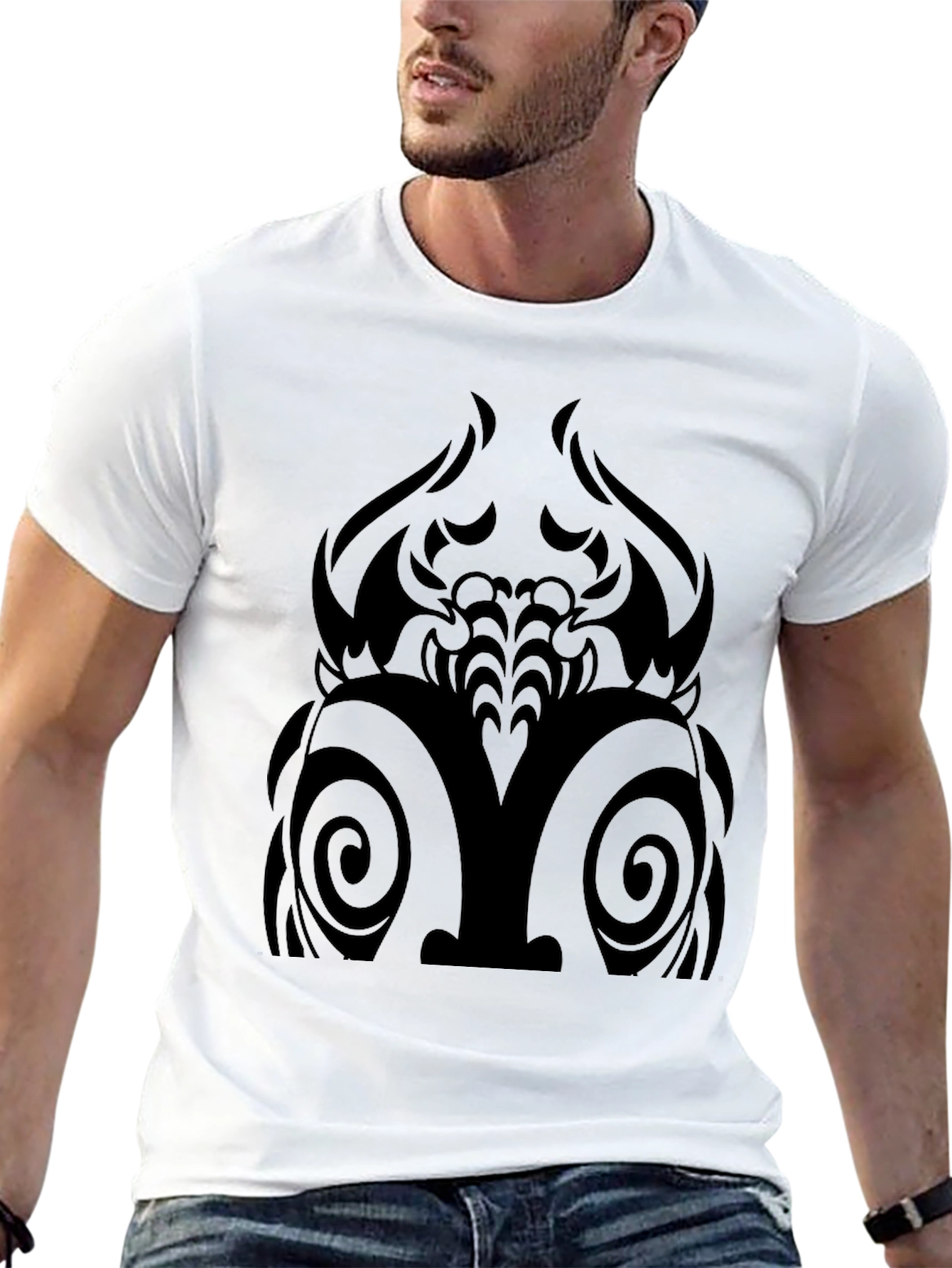 Black Tribal Graphic Tee - Mens Casual Style