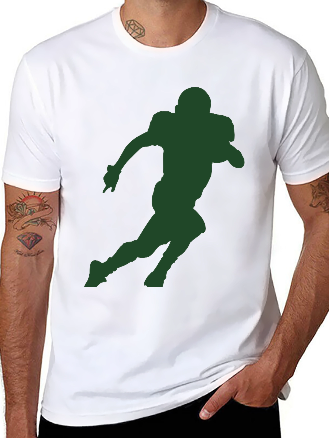 Football Player Silhouette Black T-Shirt