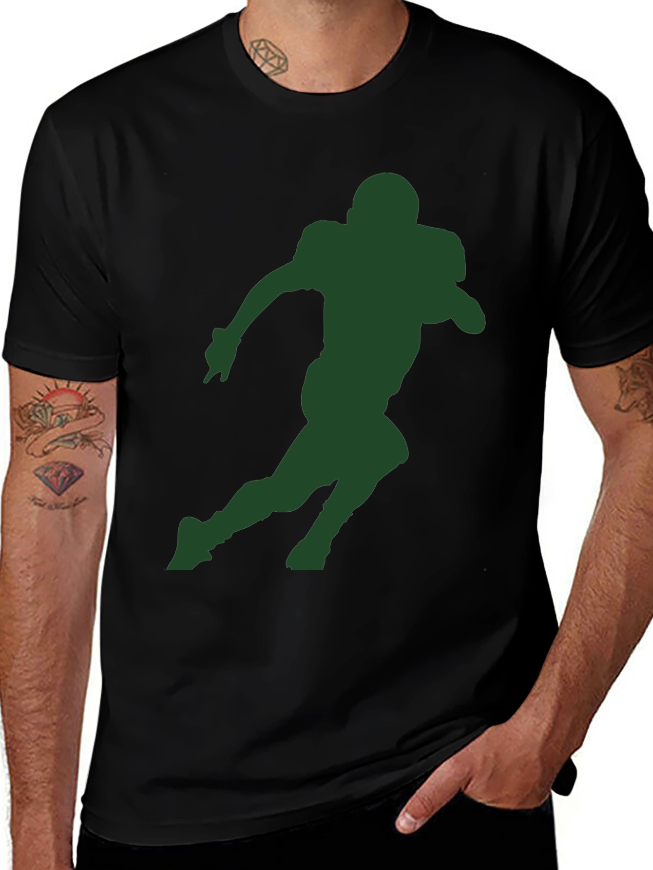 Football Player Silhouette Black T-Shirt